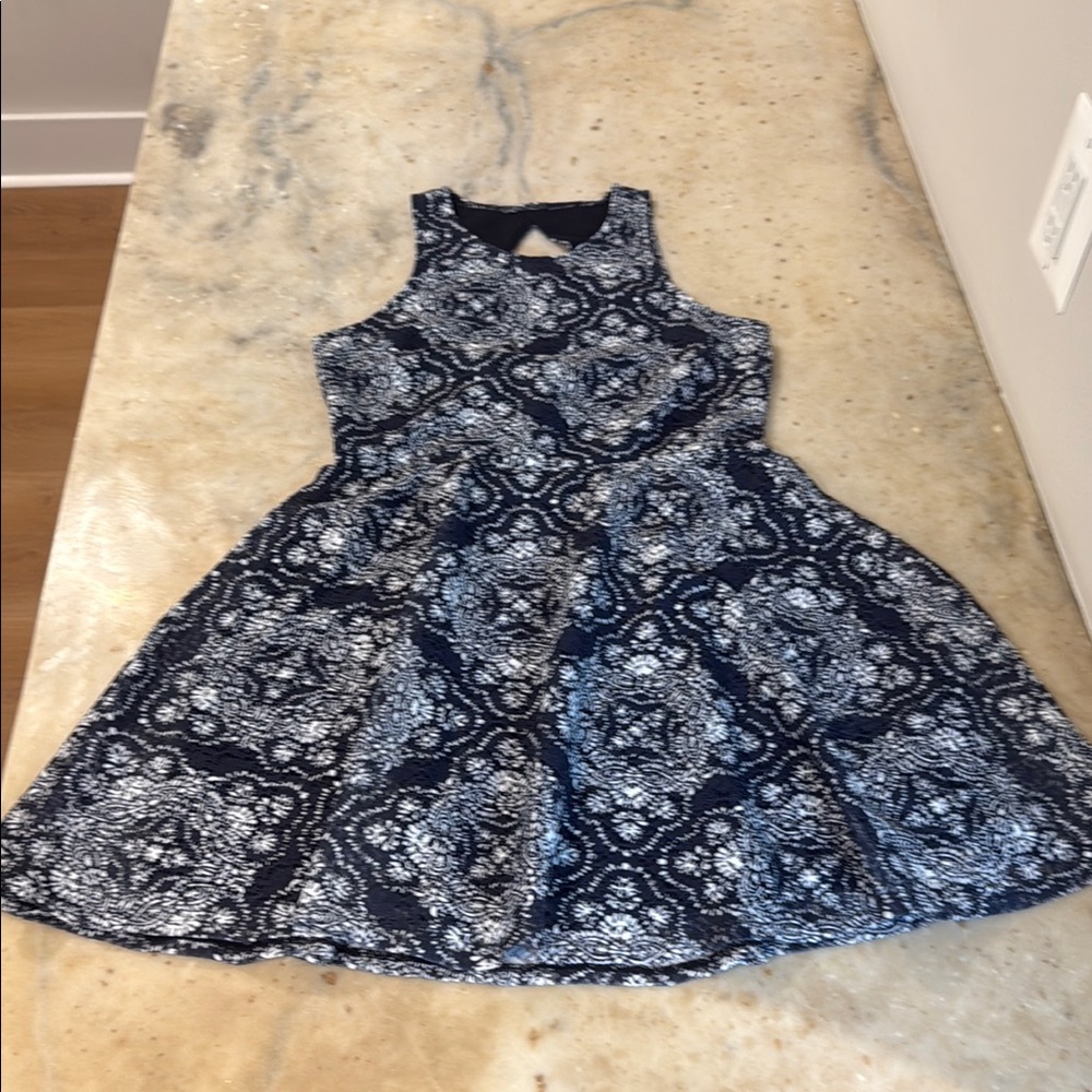 Aeropostale A-Line Blue and White Halter Dress